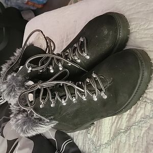 Merona Black Faux Fur Tipped Boots